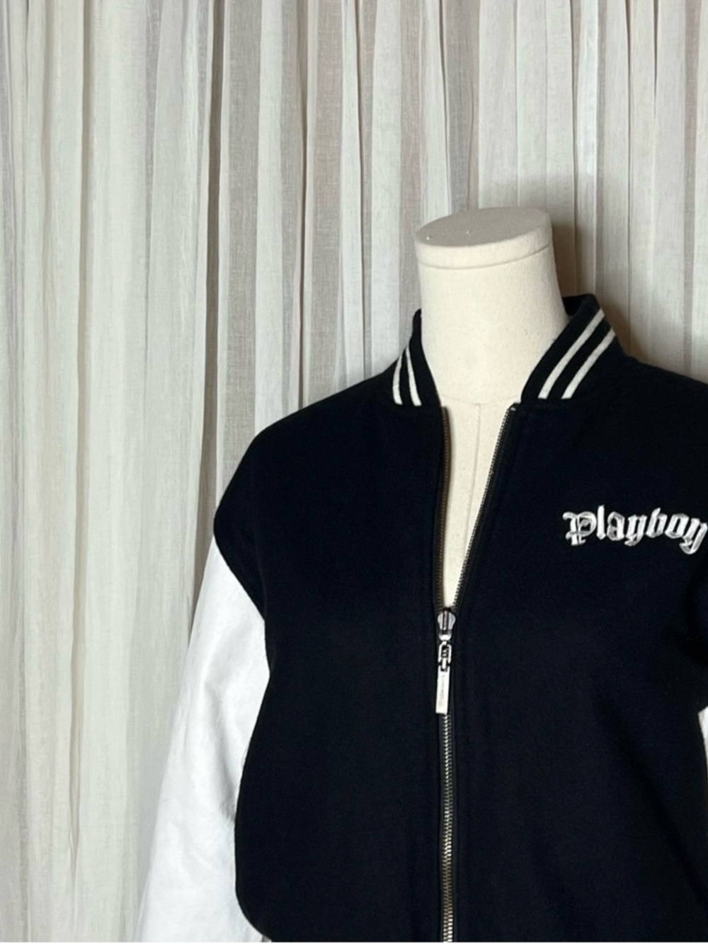 Y2K Playboy Black & White Reversible Varsity Jacket - Picture 3 of 11